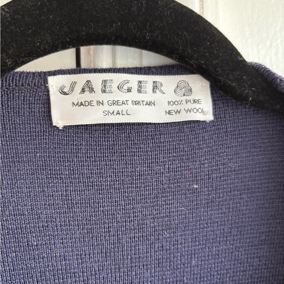 Vintage Navy Wool Open Front Minimalist Lagen Look Long Line Flared Cardigan S - Picture 2 of 7